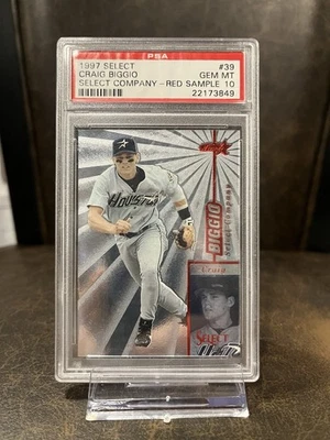 Craig Biggio 1997 Select Company 红色样品/促销蚀刻箔 PSA 10(Pop 4 低) — 第 1/4 张图片