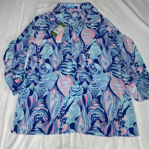 Blusa Top Lilly Pulitzer EVERGLADES Azul Crepúsculo Talla Mediana Ligera Nueva con Etiquetas - Imagen 1 de 9