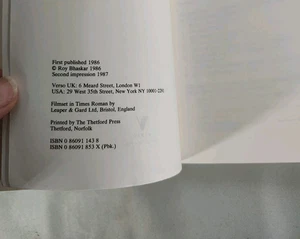 Scientific Realism and Human Emancipation by Roy Bhaskar Second Printing 1987 - Bild 1 von 3