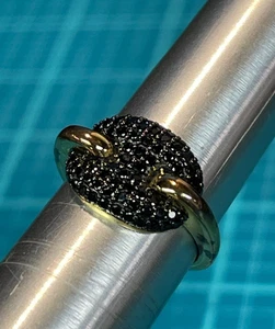 Anello in argento sterling 925 con diamanti neri misura 6 - Foto 1 di 8