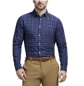 IZOD Men's Modern Fit Luxe Touch Twill Button Down Shirt (X-Large, Dark Blue) - Picture 1 of 6