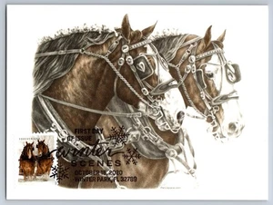 #5541 Winter Scenes Belgian Draft Horses FDC Maxi Card w/Pictorial Cancel - Picture 1 of 2