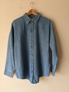 Esprit Blue Denim Shirt Regular Fit Button Down Large 100% Cotton - Picture 1 of 6