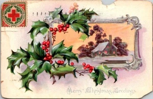 Postal antigua Feliz Navidad de Raphael Tuck en relieve - Imagen 1 de 2