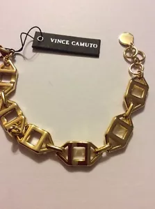 $35 Vince Camuto Geo Link Gold Tone Bracelet V24 - Picture 1 of 3