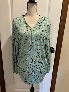 NWT JM COLLECTION Women Size XL Multicolor V Neck Long Sleeve Blouse - Picture 1 of 8