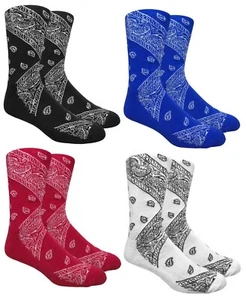 LEAF REPUBLIC PAISLEY BANDANA ALL OVER DRUCK MUSTER STRICK HERREN CREW SOCKEN RÖHRE - Bild 1 von 12