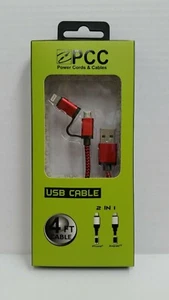 4' Ft USB Cell Phone Charging Cable 2in1 Multi-Use for iPhone Android Red 50061 - Picture 1 of 1