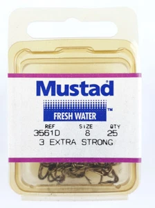 Mustad 3561 3X Bronze Treble Hook (size: 8, qty: 25pk) Made in NORWAY [M11] - Picture 1 of 4