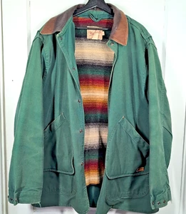 Abrigo WOOLRICH Vintage Tareas Verde Azteca Lana Forrada Chaqueta Lona Para Hombres Grande - Imagen 1 de 16