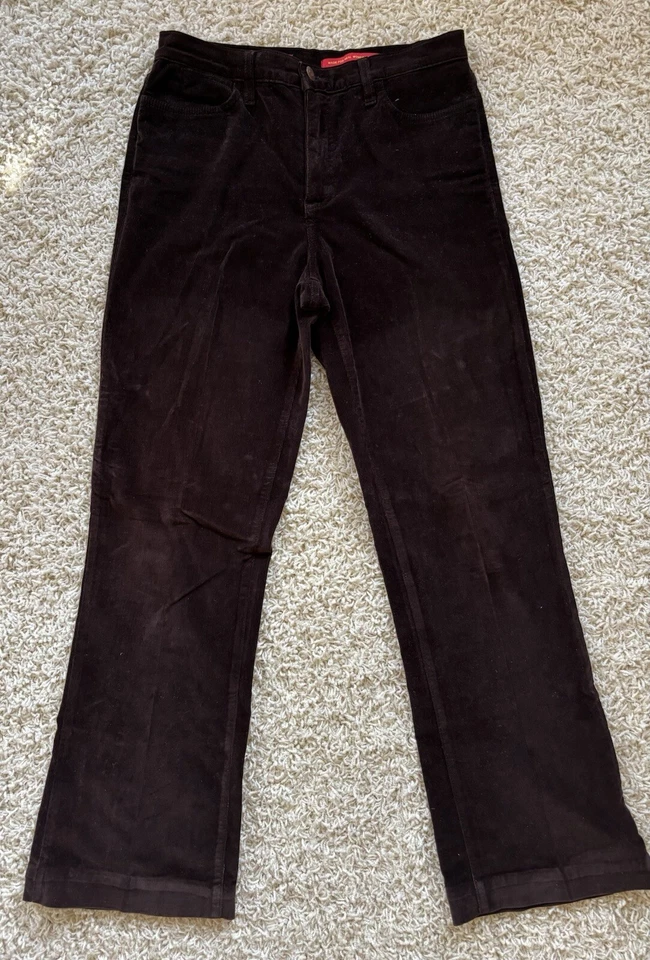 NYDJ Women's Brown/black Tummy Tuck Fine Wale Corduroy Size 6 Pants-Made in USA - Image 1 of 4
