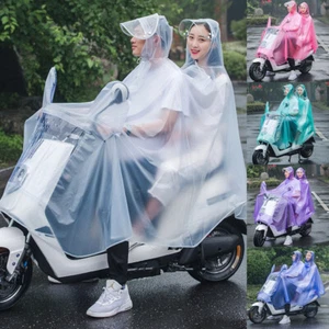 Men Women Motorcycle Bike Raincoat Hooded Waterproof Bicycle Rain Cape Poncho - Picture 1 of 15
