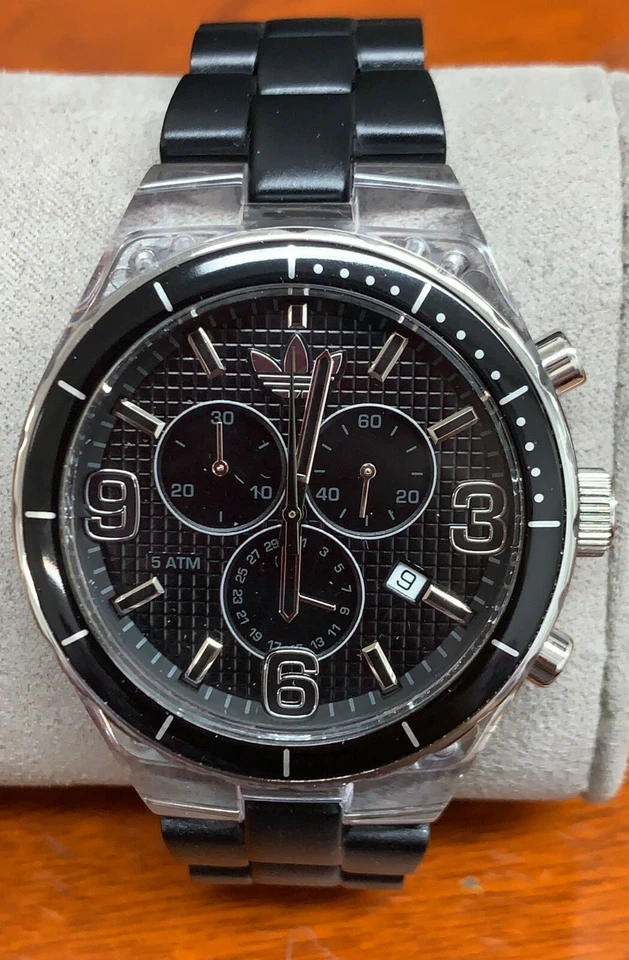 Adidas Plastic Cambridge Chrono Date Transparent Case Black Dial Watch ADH2542 - image 1 of 1