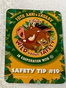 WDW Disney Timon & Pumbaa 10th Anniversary Card 19 Wild About Safety Collector - Picture 1 of 2