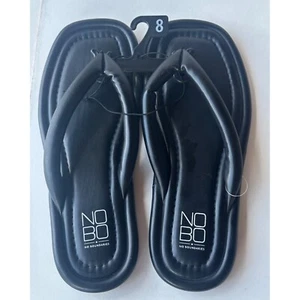 No Boundaries NOBO Black Flip-Flop Sandals Women's Size 8 (New With Tags) - Picture 1 of 8