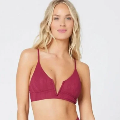 Top de bikini acanalado L*Space Siren Pointelle en Cabernet talla L - Nuevo con etiquetas Foto 1 de 4
