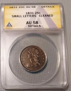 Small Letters 1831 Bust Quarter Anacs AU58 Details - Picture 1 of 9