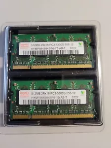 Hynix Laptop RAM (2 X 512MB) 2RX16 PC2-5300S-555-12 HYMP564S64BP6-Y5 AB-T 0727 - Picture 1 of 1