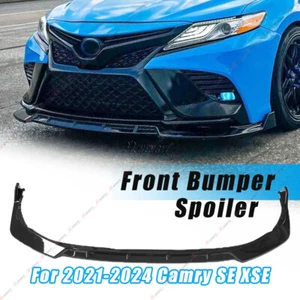 FOR 2021-2024 TOYOTA CAMRY SE XSE FRONT BUMPER LIP SPLITTER SPOILER GLOSS BLACK - Picture 1 of 12