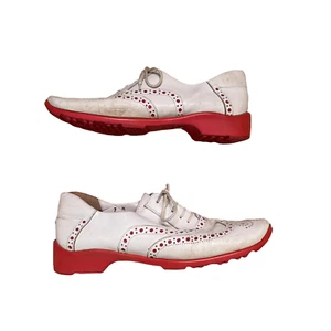 Sesto Meucci Golf By Sherry Spikeless Shoes Size 7M White Leather Wing Tip - Picture 1 of 7