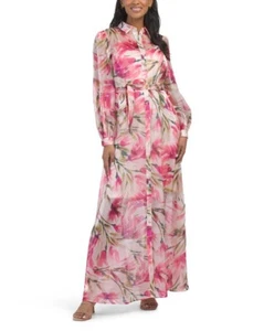 Julia Jordan geblümtes Langarm Maxi Shirtkleid (Größe 12) - Bild 1 von 2