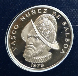 1975 PANAMA BIG Central America CONQUISTADOR BALBOA Proof Silver Coin i103784 - Picture 1 of 3