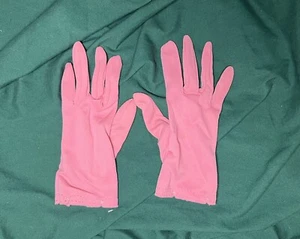 Vintage/Antike Damen Damen Handschuhe rosa mit je 2 Knöpfen innen Handschuh - Bild 1 von 9