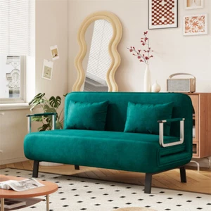 55 in Convertible Chair Bed, Tri-Fold Sofa Bed Adjustable Backrest with 2 Pillow - Picture 1 of 15