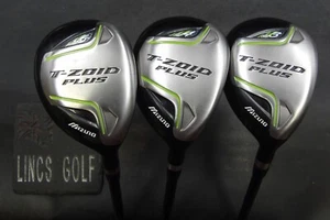 Set of 3 Mizuno T-Zoid Plus 3+4+5 Hybrids Regular Graphite Shafts Black Grips* - Picture 1 of 6