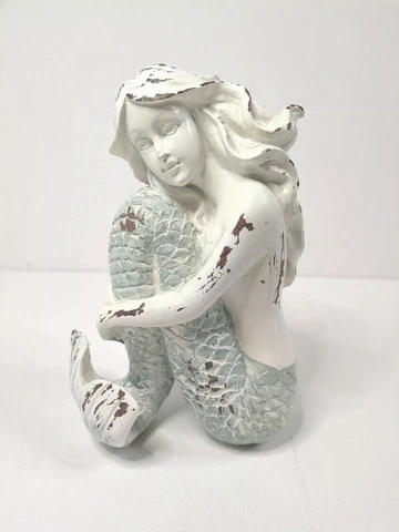 Architectural Salvage Mermaid Statue Lady Beach Ocean Nautical Figure VTG-White Cover