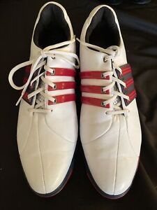 Mens ADIDAS TOUR 360 Golf Shoes (white,red, blue) Size 11 1/2