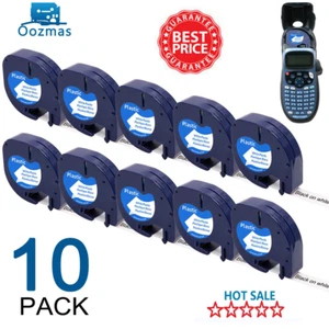 10PK Compatible Dymo LetraTag Repuesto 91331 1/2" Cinta de Etiqueta de Plástico Blanco LT-100H - Imagen 1 de 10