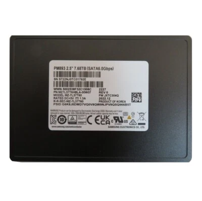 Original Samsung PM893 7.68TB SSD SATA III TLC 2.5" 6Gb/s 7mm MZ7L37T6HBLA-00A07 - Image 1 of 3