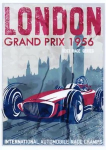 LONDON GRAND PRIX 1956 RENNREPRODUKTION GLÄNZEND A3 POSTERDRUCK - Bild 1 von 1