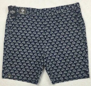 Herren Murano Alex Bootsshorts 40 schmale Passform blau weiß Segelboot Druck neu $ 69+ - Bild 1 von 5