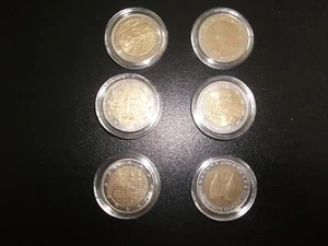 6 X 2 € Münzen verschiedene Deutschland-Motive + 1 zusatzmünze 2 € ERASMUS  PRO. - Bild 1 von 1