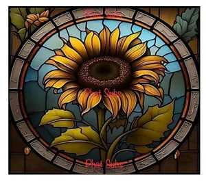 20oz Sublimation Tumbler Wrap Stained Circle Sunflower Ready To Press Transfer - Picture 1 of 1
