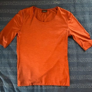 Akris Burnt Umber Orange Round Neck 100% Silk Jersey T-Shirt 3/4 sleeve EUC 4/6 - Picture 1 of 10