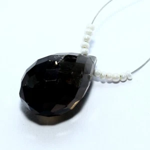 Smoky Quartz Drop Mother Of Pearl Beads Natural Loose Gemstone Making Jewelry - Picture 1 of 5