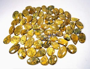 AAA+ Piedras Preciosas Cabujón Nelitel Llamativo Amarillo Natural Lote Al Por Mayor 6 Piezas 250 Cts - Imagen 1 de 7