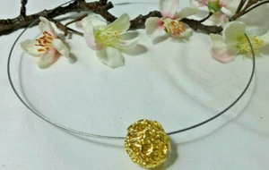 gold Kugel Reif Halsreif Collier Draht Edelstahl Braut Schmuck Ball vergoldet - Picture 1 of 6