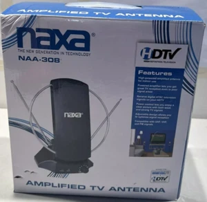 Naxa NAA-308 Antenna da interno amplificata ad alta potenza ATSC/HDTV/FM in scatola originale - Foto 1 di 4