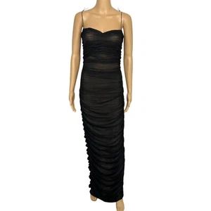 Miss Circle halbtransparentes Maxikleid XL schwarz Stretch Spaghettiträger schmeichelhaft - Bild 1 von 9