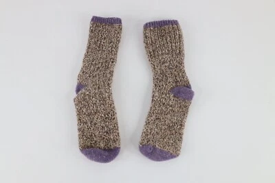Vtg 90s Streetwear Womens L Ribbed Wool Knit Mountain Hiking Boot Socks Brown — 第 1/4 张图片