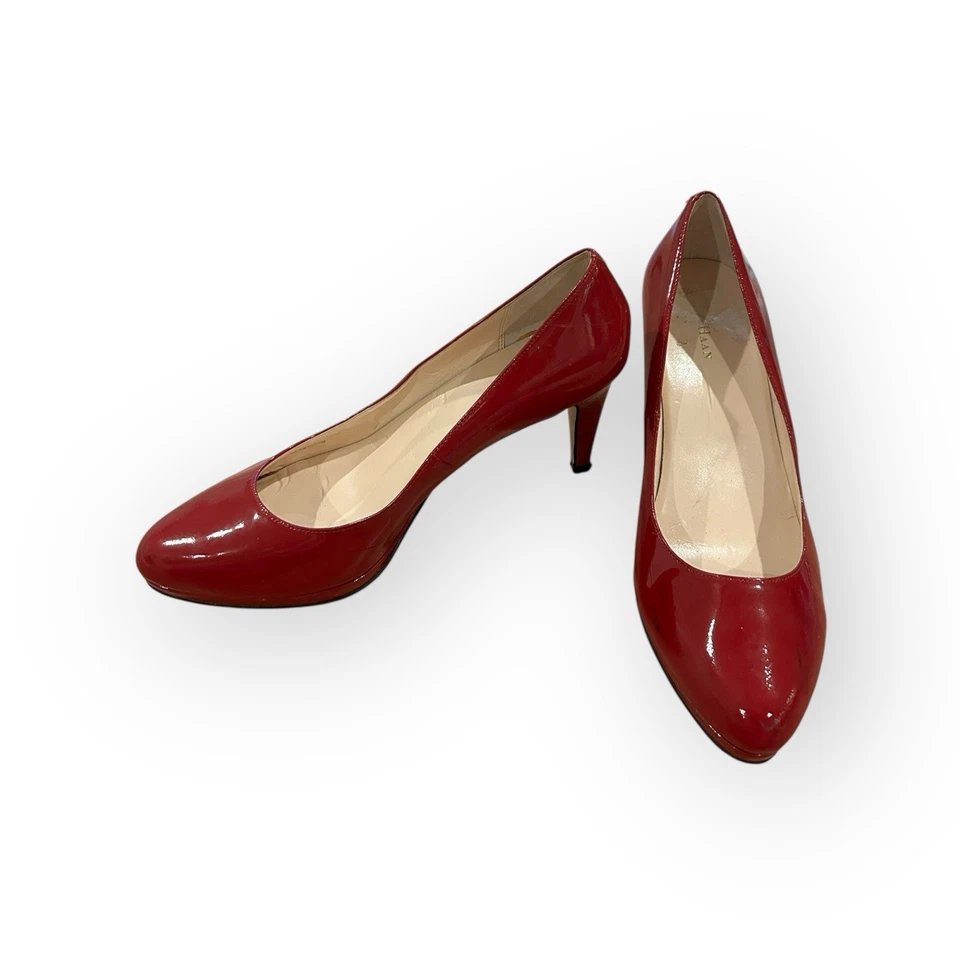 Cole Haan Red Patent Leather Heels Women Size 8.5 Slip On Pump Heels Work Career - Image 1 of 4