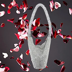  Elegante Bolso sin asas de noche Carteras de vestir para mujer Triángulo Estrás Completo - Imagen 1 de 11