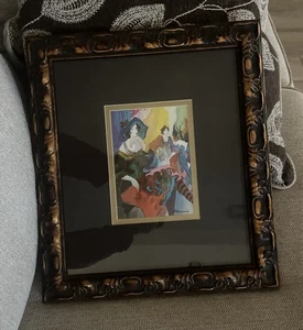 Patricia Govezensky Cafe-Szene gerahmt Studentin des späten Tarkay 16 1/2” x 15” - Bild 1 von 5