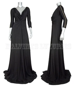 JUST CAVALLI BY ROBERTO CAVALLI GOWN BLACK JERSEY DRESS CHAIN DETAIL $1066 SMALL - Picture 1 of 11