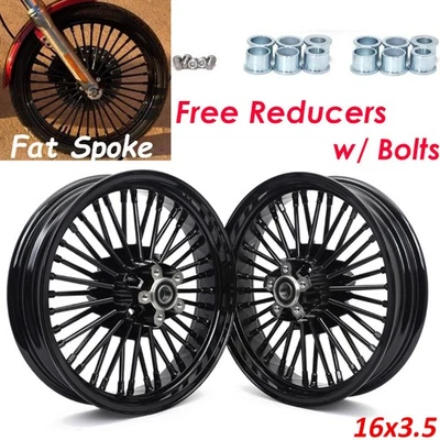 16" Fat Spoke Wheels Rims 16X3.5 For Harley Heritage Softail Classic FLSTC Deuce - Imagem 1 de 4