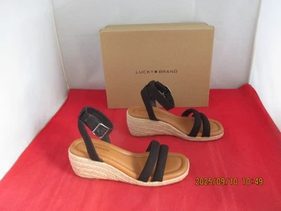 Lucky Brand Nasli Espadrille Wedge Sandals $79 - US Size 5 1/2  Black - 1336 - Image 1 of 4